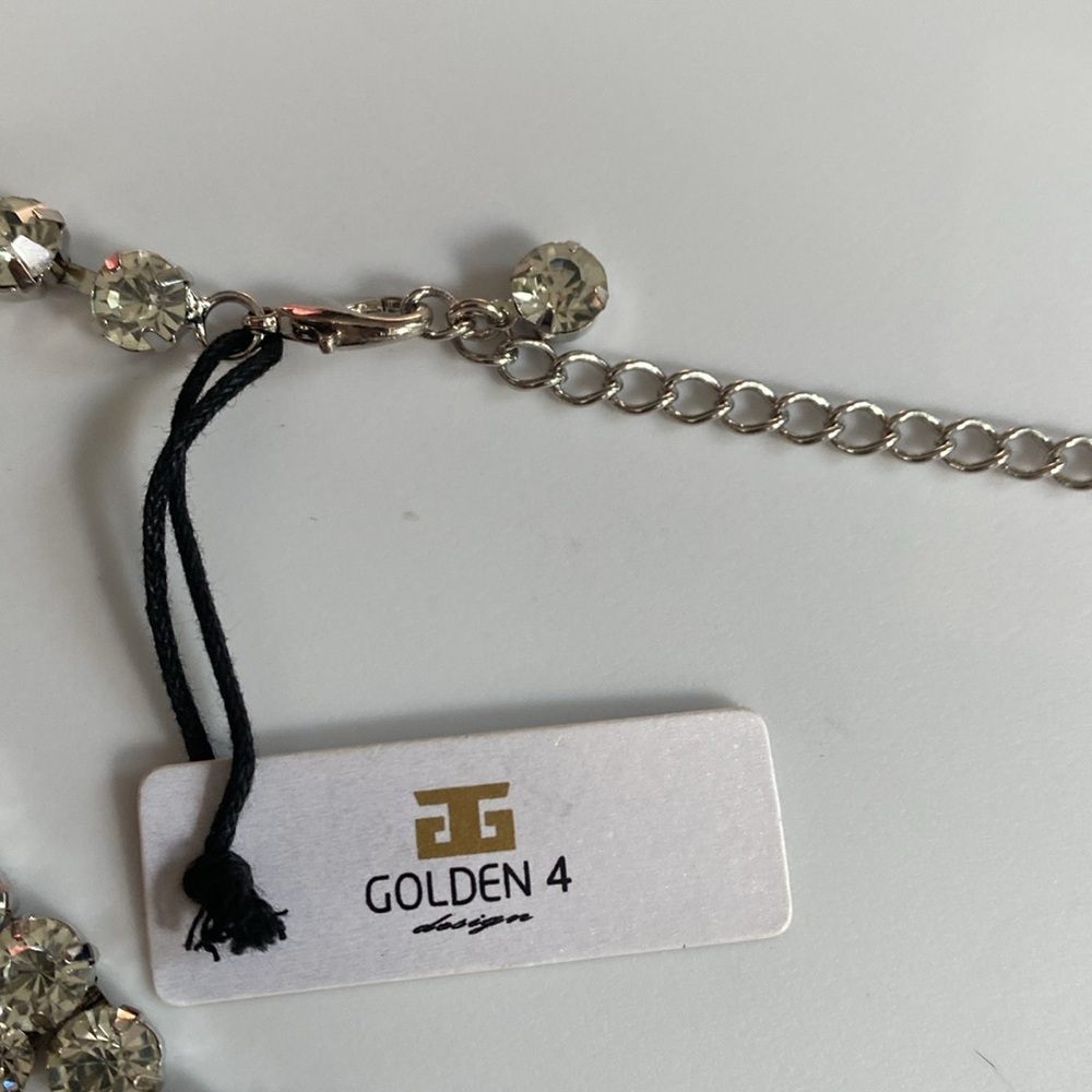NWT Golden 4 M Rhinestone Fringe Metal Chain Belt - Picture 3 of 10